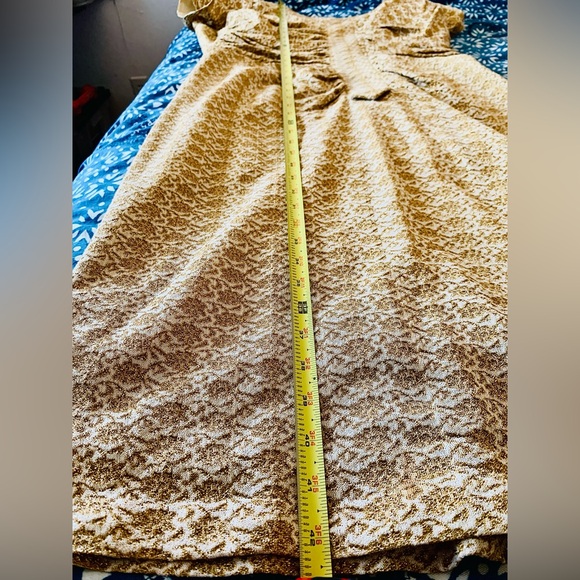 Marilyn Monroe! Gold Floral Metallic Sparkle 60s Dress Old Hollywood Glam Ruched - Picture 8 of 12